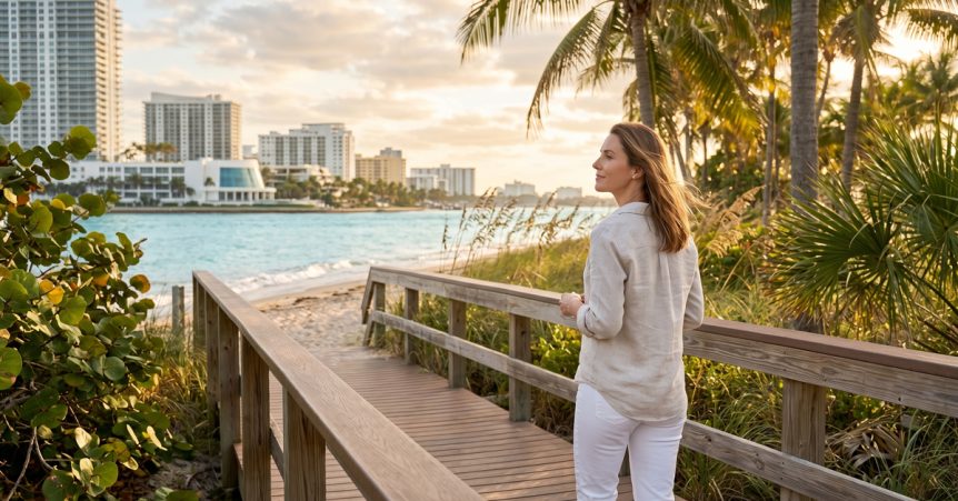 Woman in Fort Lauderdale after receiving therapy at The Psychology Group.